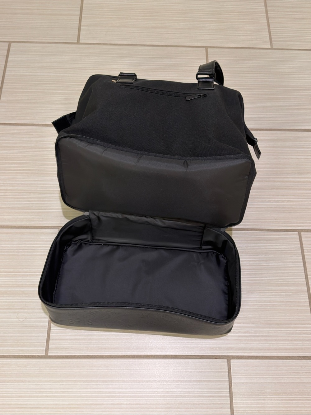 Like New BEIS Mini Weekender Black Convertible Tote. No crossbody strap - Picture 6 of 6